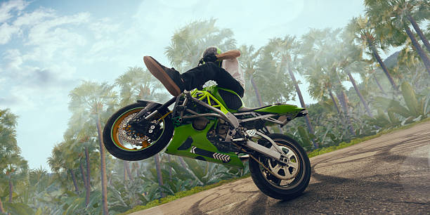 istock Moto stunt riding biker. 2227668262