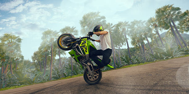 istock Moto stunt riding biker. 2227668385