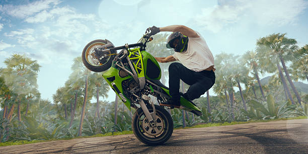 istock Moto stunt riding biker. 2227668386