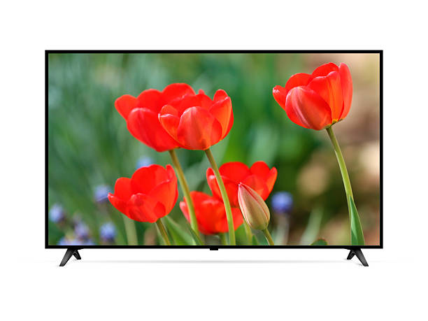 istock Smart tv with red tulips on the screen 2227668598