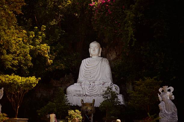 Drone photo of a large Buddha Statue in Ibiraçu, Espirito Santo, Brazil.