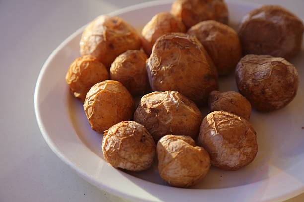 Papas arrugadas wrinkled potatoes - food of Fuerteventura. Spanish cuisine from the Canary Islands.