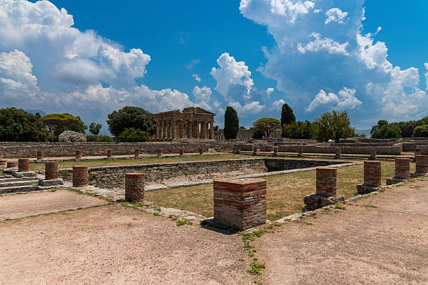 Temple of Hera II at famous Paestum Archaeological UNESCO World Heritage Site, which contains some of the most well-preserved ancient Greek temples in the world, Province of Salerno, Campania, Italy