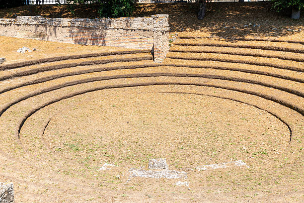 Lyon, France - May 11, 2019. Roman theatre - ancient structure in Lyon, Rhone, France