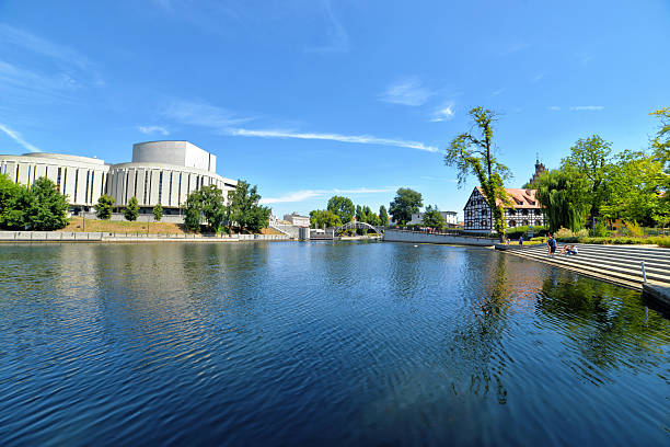 Bydgoszcz, Poland - 7 July 2018: A waterfront view of Opera Nova