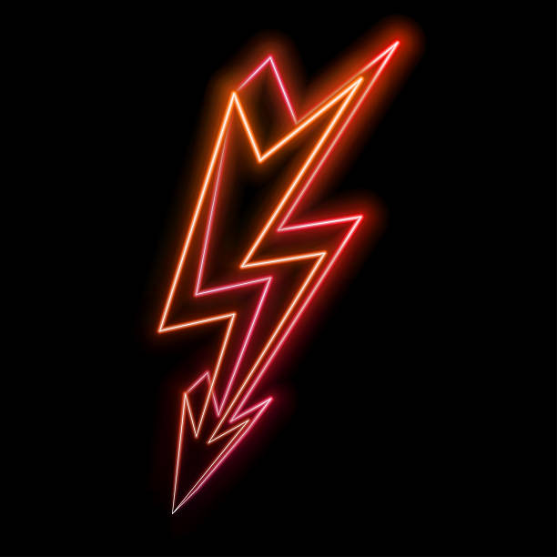 istock lightning icons. Lightning icons isolated on black background. Neon Glitch lightning set. vector illustration 2227681420
