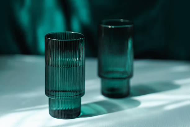 Elegant Green Water Glass with Reflections