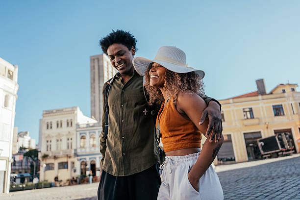 istock Young tourist couple strolling through the city 2227683214