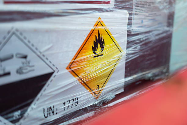 Sign of fire and strips. 3d render illustration.