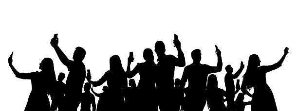 istock Silhouette of crowd people with mobile phone. Vector illustration 2227692914