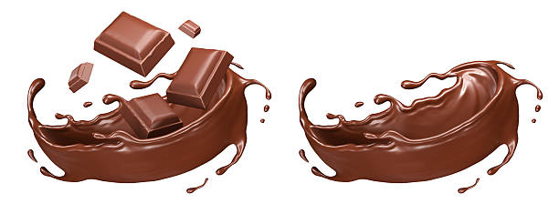 Chocolate Splash with Chocolate Bar, Delicious Melted and Solid Cocoa Treat on White background with Clipping Path