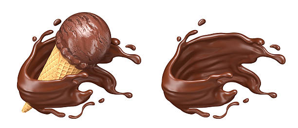istock Chocolate ice cream and Chocolate Splash on White background with Clipping Path 2227694655