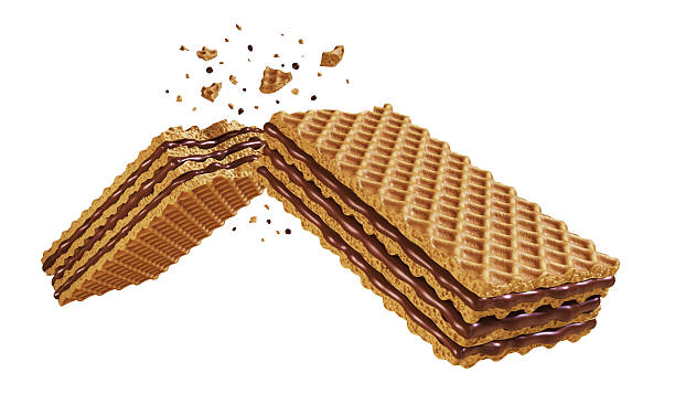 istock Crispy Wafer broken with splashing chocolate 3D realistic food illustration 2227695230