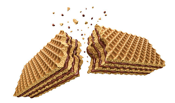 istock Crispy Wafer broken with splashing chocolate 3D realistic food illustration 2227695234