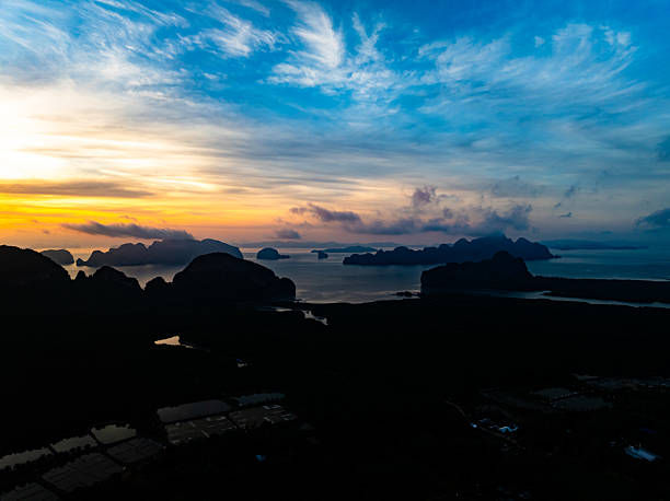 istock Drone view colorful clouds sunrise sky over mountains Landscape nature view 2227696516