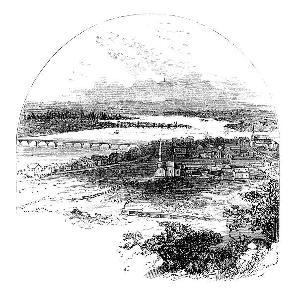 Antique magazine image: Columbia River and Puget Sound, Vancouver Island, Victoria Harbor