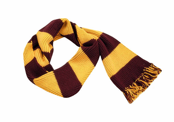 istock Yellow knitted scarf autumn design element, isolated, nobody. 2227697444