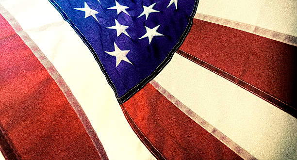 istock Grunge style close up full frame American flag background 2227699603