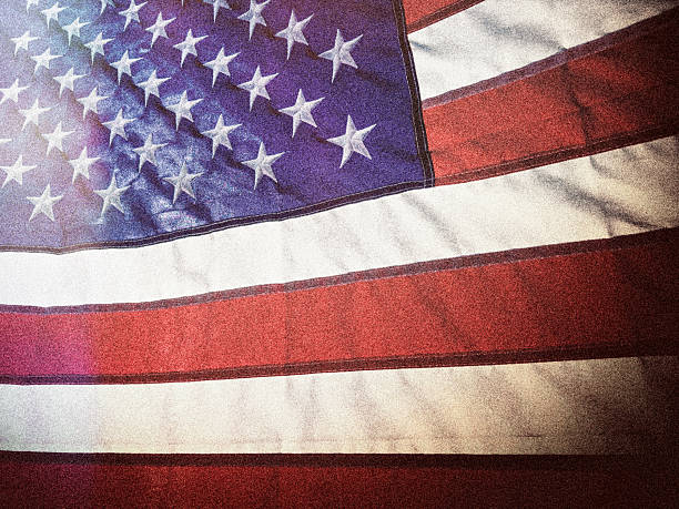 istock Grunge style close up full frame American flag background 2227699619