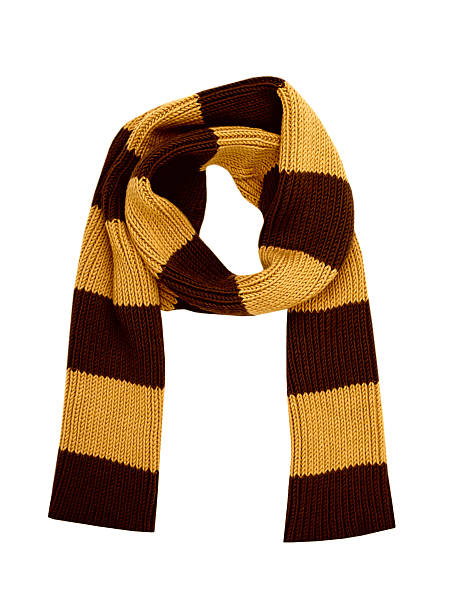 istock Yellow knitted scarf autumn design element, isolated, nobody. 2227699882