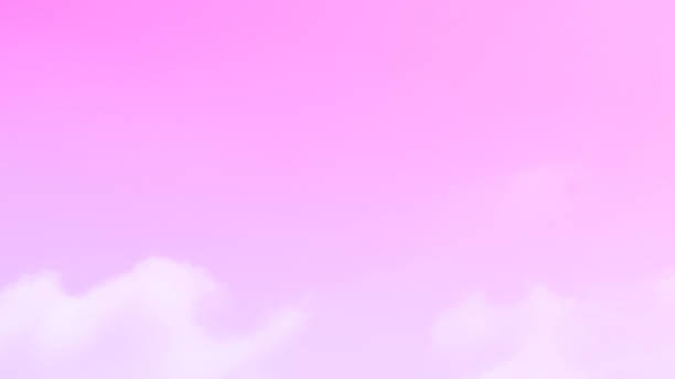 Pink purple sky with white cloud. Pastel colour backdrop of sunset sky. Beautiful nature. Summer color backgrounds concept. Copy space is on the right.