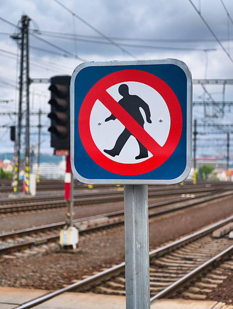istock No Trespassing Railway Warning Sign. High-Resolution Urban Train Tracks 2227700486