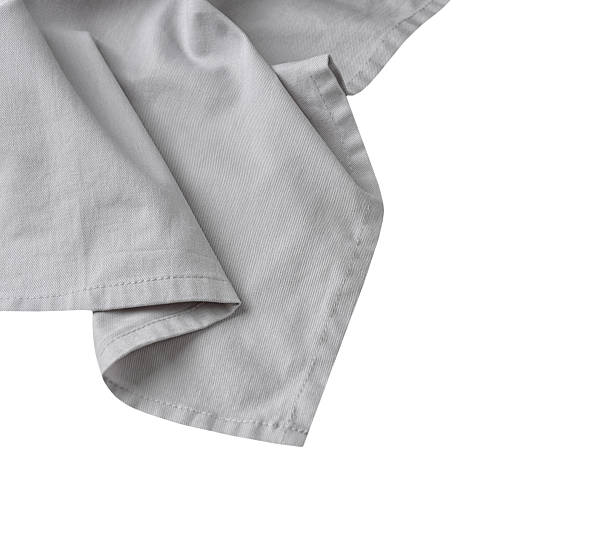 istock Grey kitchen towel crumpled isolated on white. 2227703114