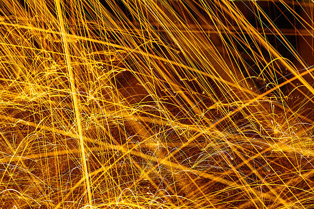 Dynamic Light Painting with Sparks in Long Exposure Shot, Capturing Energy and Industry, Fort Wayne, Indiana, 2017