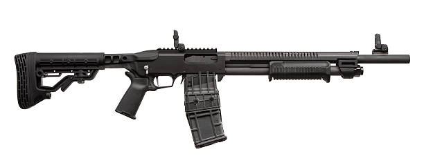 istock Tactical shotgun with a magazine, isolated on a clean white background. 2227705934