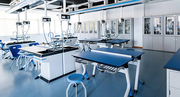istock Empty chemistry laboratory with tools and equipment 2227706769