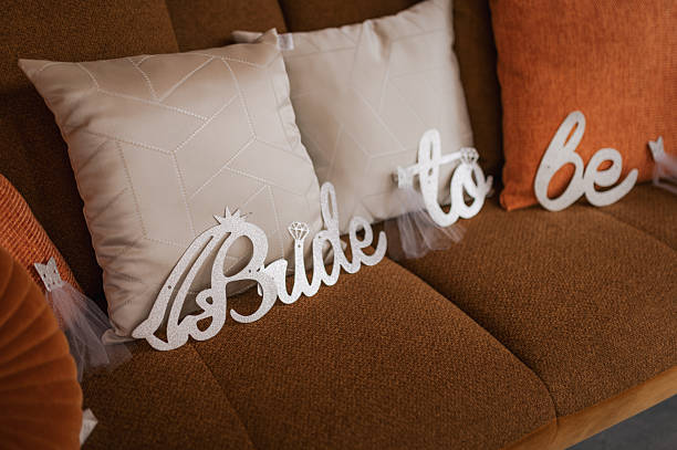 Bride to be party decoration on a sofa