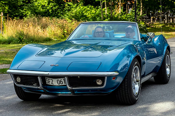 Skanstull, Stockholm, Sweden -July 28, 2025: Chevrolet Corvette from 1969 at a classic and vintage car event at Skanstull.