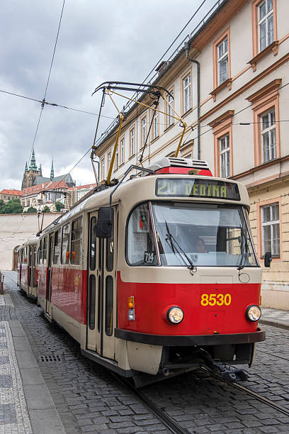 Bohemia, Czech Republic - July 09, 2025: Tram running through the streets of Prague