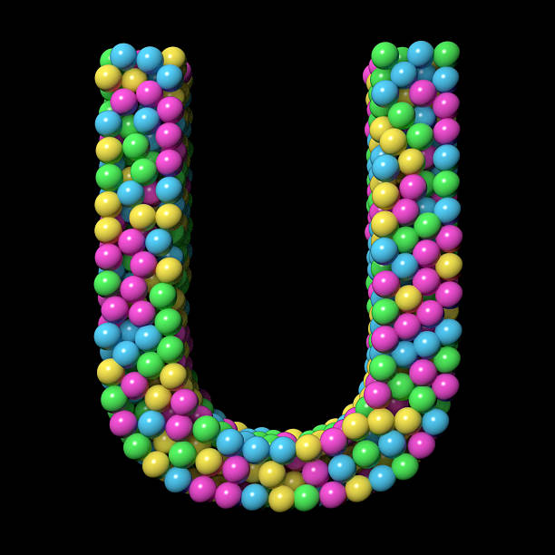 Coloured balls fall to form a letter U. / You can see the animation movie of this image from my iStock video portfolio. Video number: 2227712820