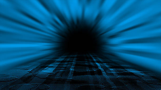 istock Royal blue color hi-tech particles technology background, sci-fi tunnel in dark cyber space 2227719151