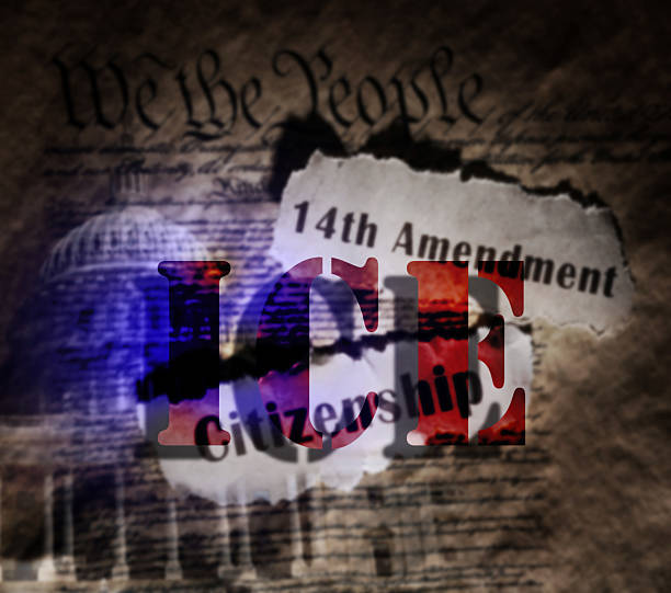 istock Citizenship and 14th Amendment newspaper headlines on the US Constitution - Birthright Citizenship concept 2227723202