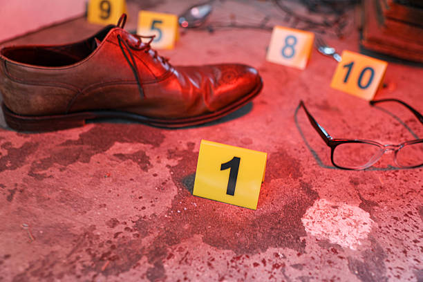 Bullet casing. Crime scene investigation.