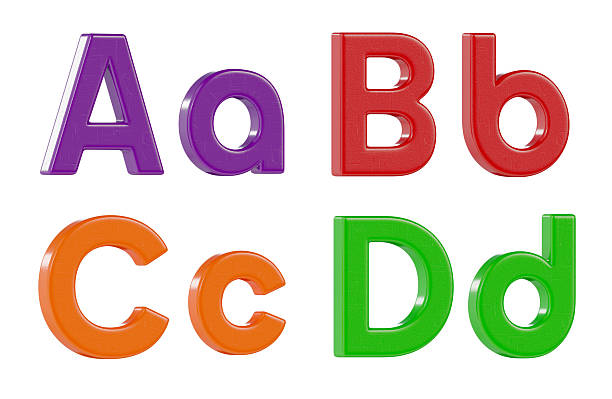 istock Colorful Angled Uppercase and Lowercase Magnetic Plastic Letters A through D Isolated on a White Background. 2227732927