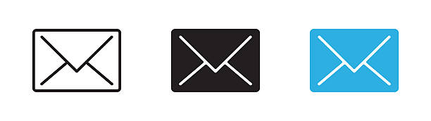 istock Letter icon set. Message, letters, delivery, paper, e-mail symbol. Black and blue sign. 2227740584