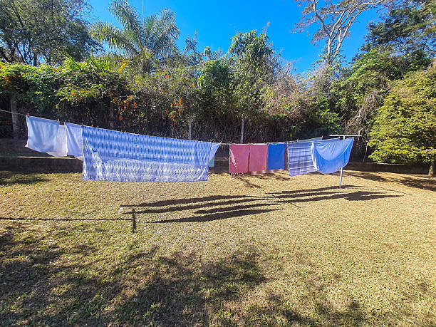 istock Clothes on the clothesline outdoors. 2227747735