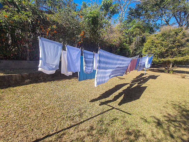 istock Clothes on the clothesline outdoors. 2227747749