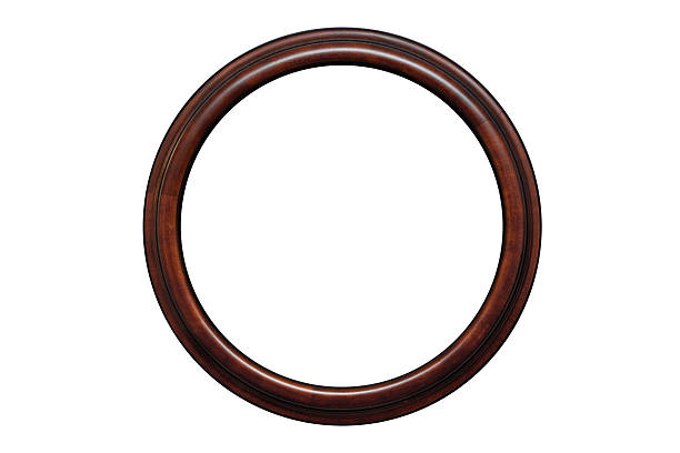 istock Vintage old retro wooden round frame isolated on white 2227753475