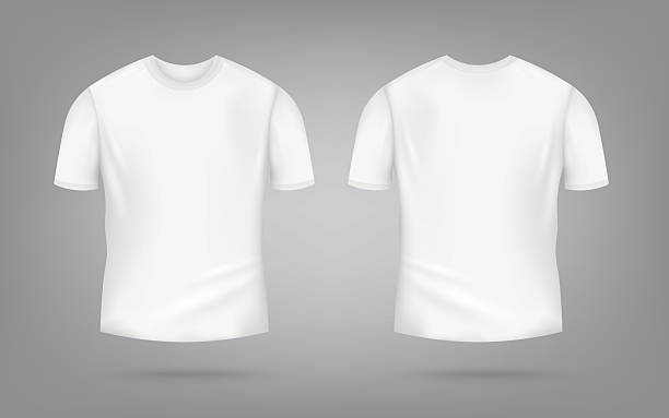 istock White male t-shirt realistic mockup set from front and back view on grey background 2227754418