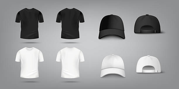 istock T shirt and baseball cap mockup set in black and white color 2227754424