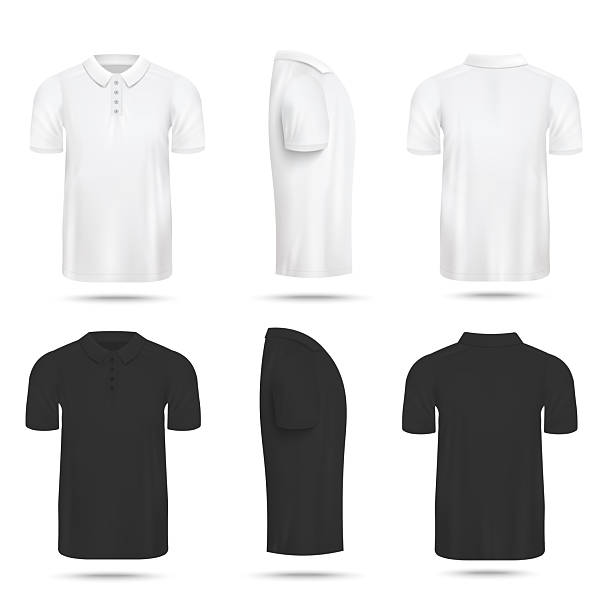 istock Realistic men's polo shirt mockup set in white and black color 2227754476