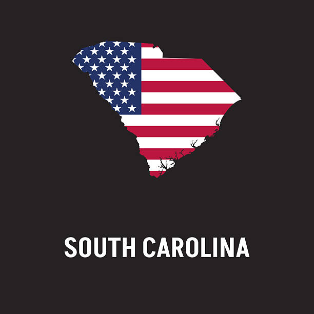 istock South Carolina state map contour. In style of USA flag. 2227775422
