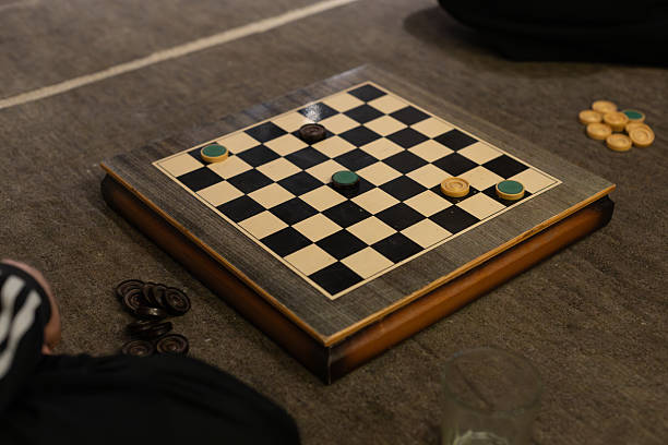 Endgame of Vintage Checkers Match