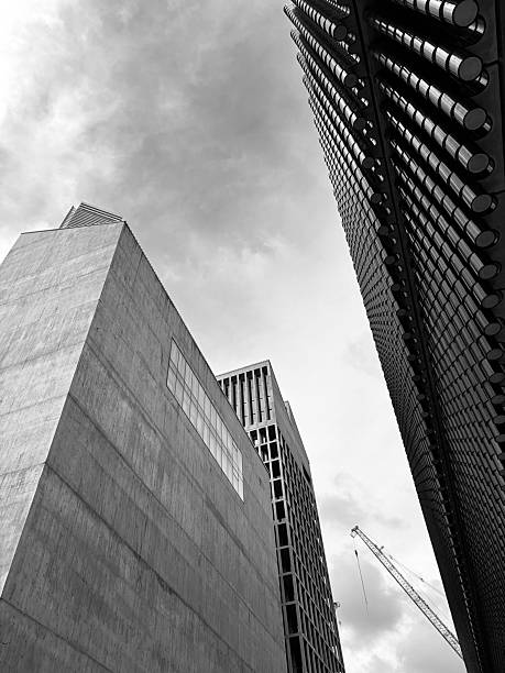 istock Modern architecture and crane in monochrome. 2227777555