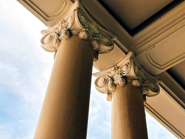 Architectural detail of beautiful historic architecture in the residential old town neighborhood of Charleston, South Carolina.