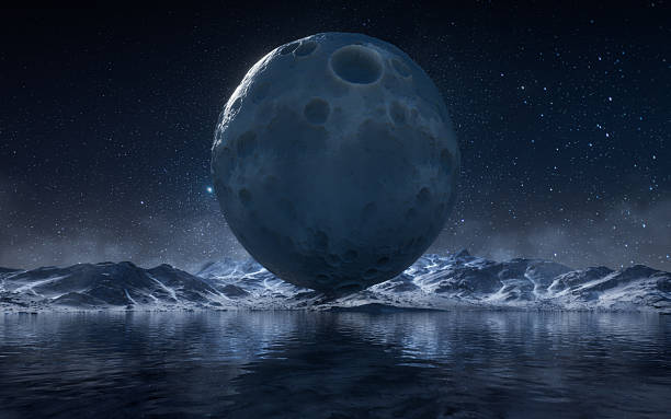 istock Planet and mountains at night, 3d rendering. 2227779707